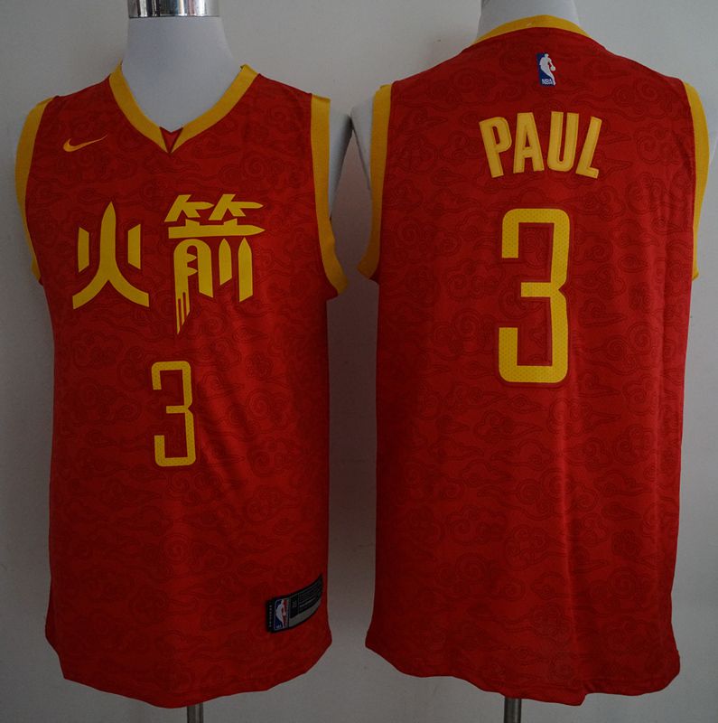 Men Houston Rockets #3 Paul Red City Edition Game Nike NBA Jerseys